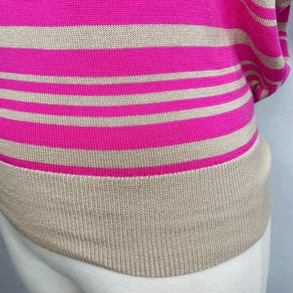 Trina Turk Womens Sz S Pink Tan Striped Sweater - Picture 6 of 10